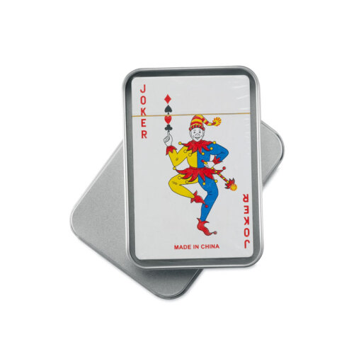 Karty do gry, metalowe pudełko srebrny mat MO7529-16 (1)