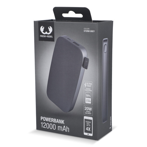 2PB12100 | Fresh 'n Rebel Powerbank 12000 mAh USB-C Szybkie ładowanie 20W Ciemnoszary LT49402-N0060 (1)