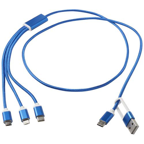 Versatile kabel do ładowania 5-1 z aluminium z recyklingu Błękit królewski 12438653 (5)