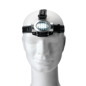 Latarka na głowę 8 LED srebrny