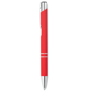 Długopis z gumowym wykończenie czerwony