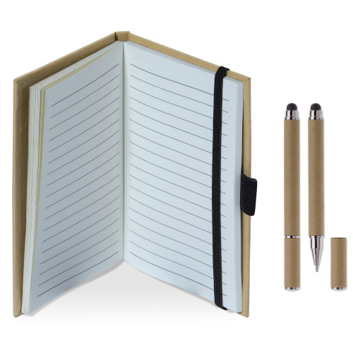 Tekturowy notatnik A6 + pióro Brązowy LT90839-N0051 (7)