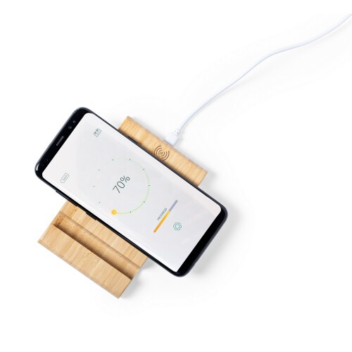 Bambusowa ładowarka bezprzewodowa 5W, stojak na telefon, stojak na tablet neutralny V0157-00 (4)