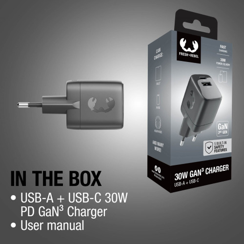 Fresh 'n Rebel Ładowarka 30W GaN USB-C i USB-A Ciemnoszary LT49749-N0060 (3)