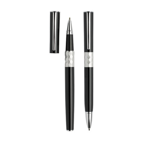 Zestaw piśmienny metalowe pióro kulkowe i długopis / Crystal Czarny IP33037411 (3)
