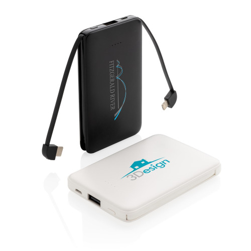 Power bank 5000 mAh, zintegrowany kabel 3 w 1 Biały P322.083 (7)