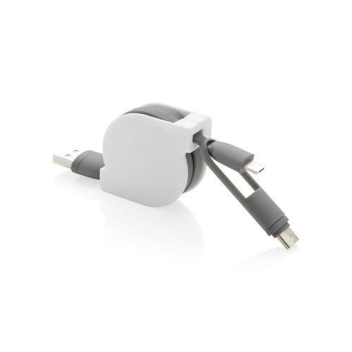 Zwijany kabel do ładowania i synchronizacji 3 w 1 Biały P302.223 