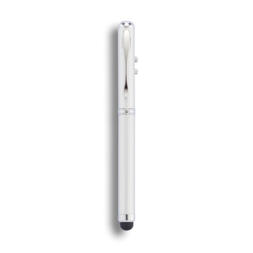 Długopis 4 w 1, touch pen, wskaźnik laserowy, latarka srebrny P327.102 (1)