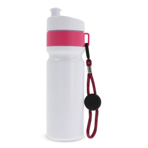Bidon Sportowy Z Obwódka I Kolorowym Sznurkiem 750ml Biały / różowy