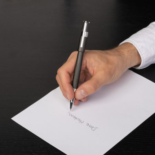 Pióro kulkowe Gear Pinstripe Silver / Gold Czarny HSV2855A (7)