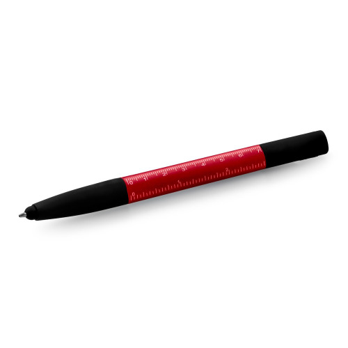Długopis wielofunkcyjny, touch pen, stojak na telefon, czyścik do ekranu, linijka, śrubokręty | Tonu Czerwony V1849-05 (10)