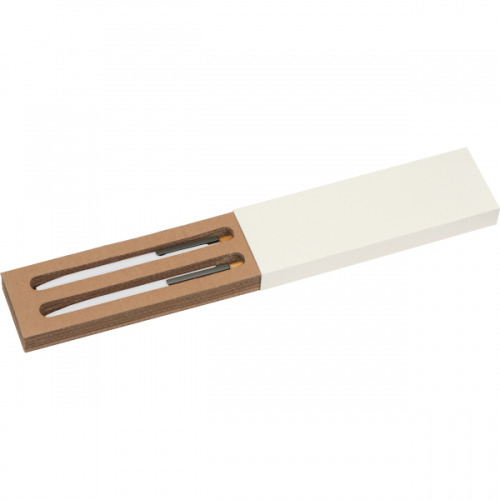 Zestaw piśmienny długopis półżelowy i ołówek automatyczny z aluminium z recyklingu SIEGFRIED Biały 1442606 (5)