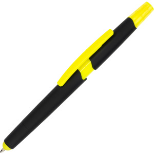 Długopis plastikowy z zakreślaczem touch pen EMMETT żółty