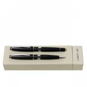 Zestaw upominkowy Cerruti 1881 długopis i pióro kulkowe - NSR9904A + NSR9905A Czarny