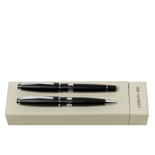 Zestaw upominkowy Cerruti 1881 długopis i pióro kulkowe - NSR9904A + NSR9905A Czarny NPBR990A 