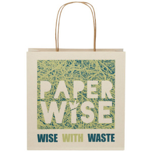 Torba papierowa z odpadów rolniczych ze skręcanymi uchwytami – 24 x 9 x 24 cm