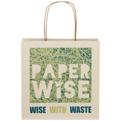 Torba papierowa z odpadów rolniczych ze skręcanymi uchwytami – 24 x 9 x 24 cm Złamana biel 1ZM00101 (1)
