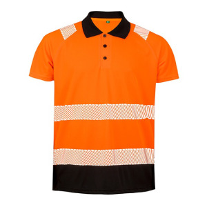 Koszulka Polo Męska Odblaskowa - Fluorescent Orange & Black
