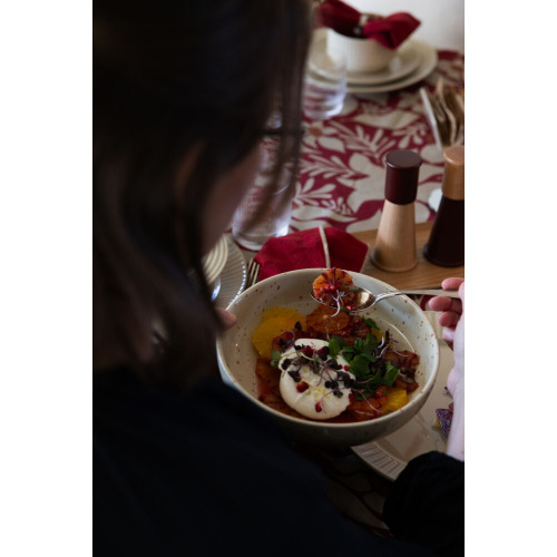 Misa do serwowania DITTE, beżowy/bordowy Beżowy/bordowy 5018651- (2)