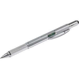 Długopis wielofunkcyjny, touch pen, linijka, poziomica srebrny