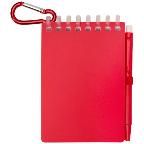 Lig Mini outdoorowy zestaw z notatnikiem w miękkiej okładce z tworzyw sztucznych pochodzących z recyklingu i długopisem (niebieski tusz) Czerwony 10705121 (2)