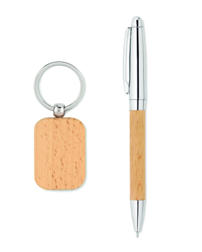 Zestaw - brelok i długopis drewna MO9775-40 (5)