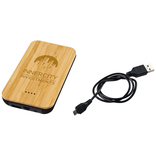 Bambusowy/materiałowy bezprzewodowy powerbank Future 6000 mAh Piasek pustyni 12411700 (1)