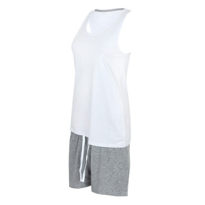 Pizama Damska Top Bez Rekawow Bawełniana - White & Heather Grey