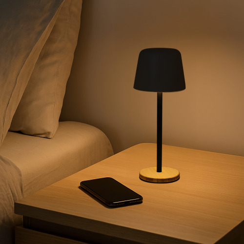 Lampa stołowa Solis z regulacją jasności i podstawą z bambusa Czarny LT93353-N0002 (1)
