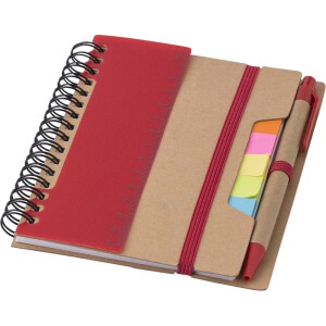 Zestaw do notatek, notatnik, długopis, linijka, karteczki samoprzylepne czerwony