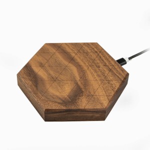 Ładowarka indukcyjna Slim Hexagon drewniany - orzech
