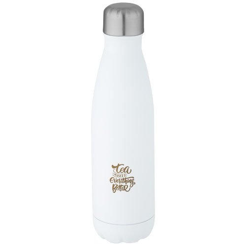 Cove butelka o pojemności 500 ml wykonana ze stali nierdzewnej z recyklingu z miedzianą izolacją próżniową posiadająca certyf Biały 10079001 (1)