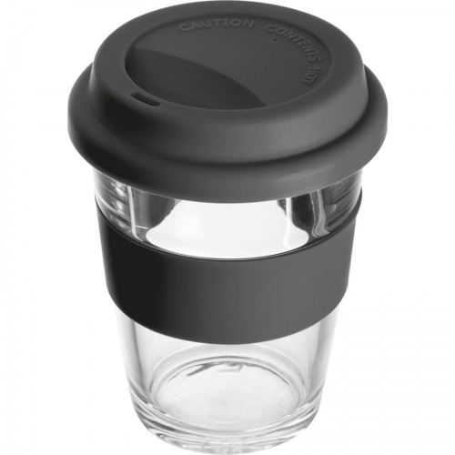 Kubek szklany z pokrywką 300 ml AMANDA Czarny 6257203 (1)