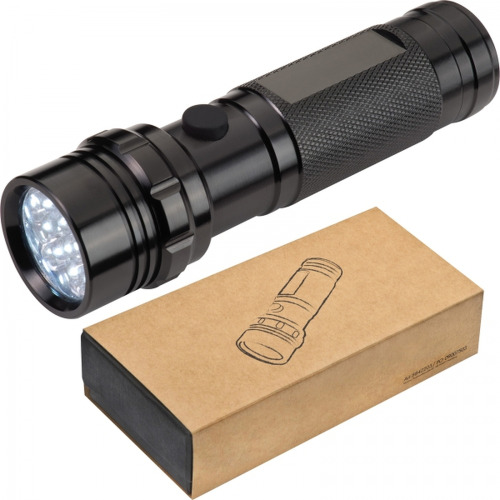 Latarka metalowa 14 LED ERASMO Czarny 8842203 (2)