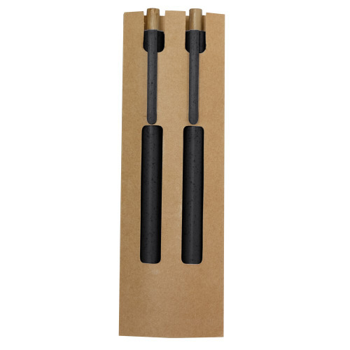 Zestaw piśmienniczy ze słomy pszenicznej, długopis i "wieczny" ołówek Czarny VA635-03 