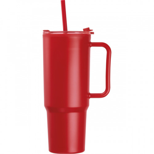 Kubek ze słomką XXL 1200 ml TEODORA Czerwony 8468605 (4)