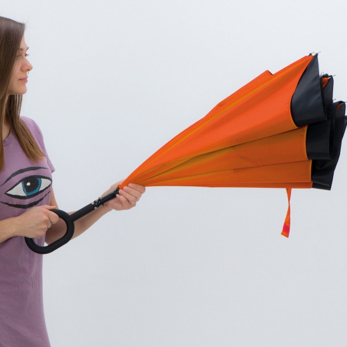 Parasol manualny odwrócony ø120 cm OLIVIA Pomarańczowy 4047610 (4)
