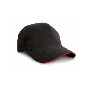 Czapka bawełniana 6-panelowa - Black & Red