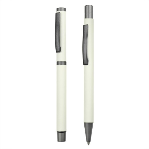 Zestaw piśmienny, długopis i pióro kulkowe biały V1957-02 (1)