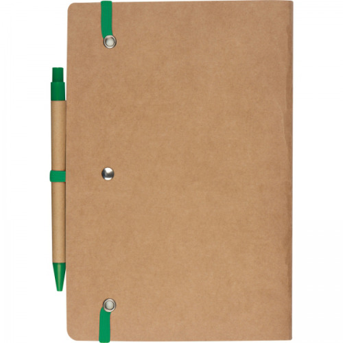 Notatnik A5 z czystymi stronami i długopisem z materiałów z recyklingu CHLOE Zielony 2377609 (5)