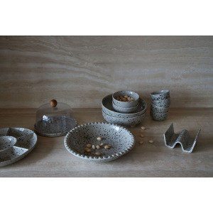 Miska do serwowania DITTE, szary/czarny