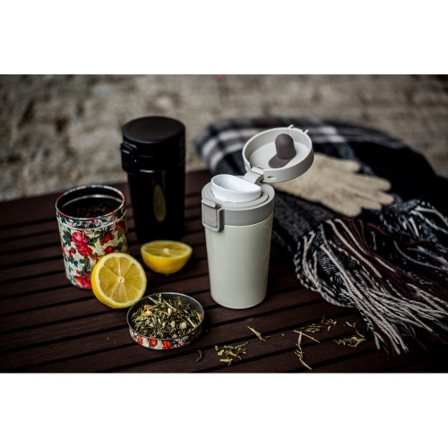 Kubek termiczny 300 ml, posiada sitko zatrzymujące fusy | Laura Beżowy V0552-20 (1)