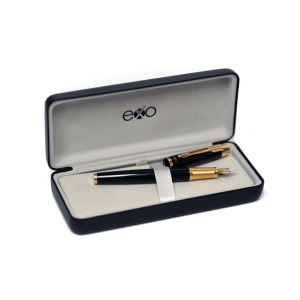 Pióro wieczne EXO Aries, czarny lakier, wykończenia złote, etui premium