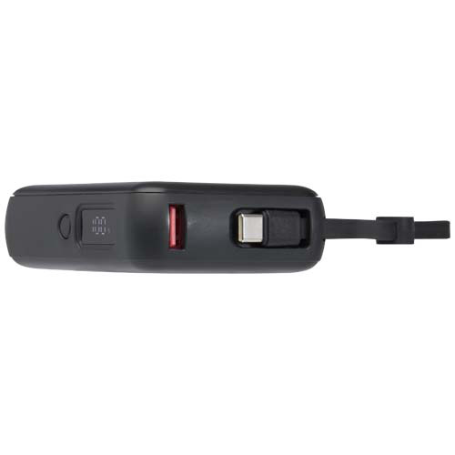 Acrux powerbank do tabletu o pojemności 10 000 mAh i mocy 35 W z wbudowanym kablem typu C - wykonany z tworzyw sztucznych pochodzących z recyklingu. Czarny 12445090 (7)