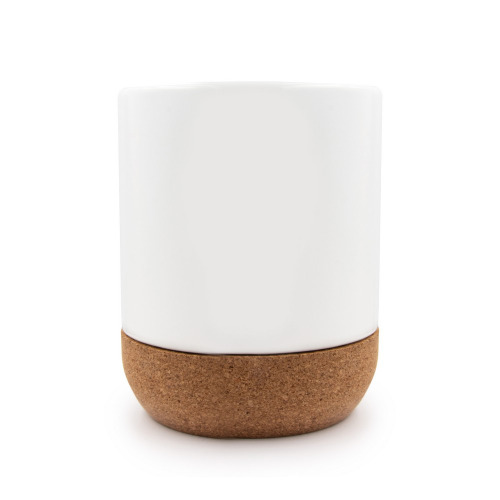 Kubek ceramiczny 370 ml z korkowym elementem | Kate Biały V8297-02 