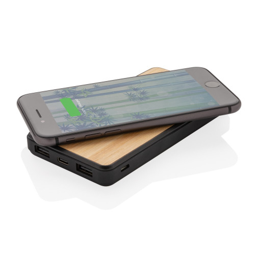 Bezprzewodowy power bank 8000 mAh, ładowarka bezprzewodowa 5W, RABS Brązowy P322.389 (1)