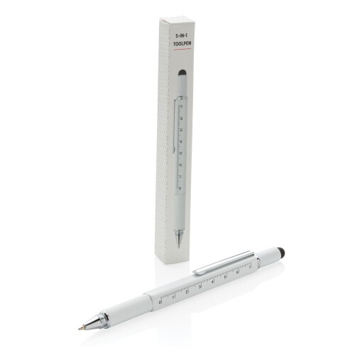 Długopis wielofunkcyjny, poziomica, śrubokręt, touch pen biały V1996-02 (4)