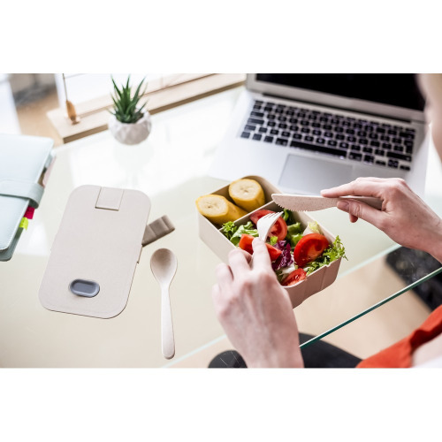 Bambusowe pudełko śniadaniowe 850 ml B'RIGHT, sztućce Neutralny V8831-00 (8)