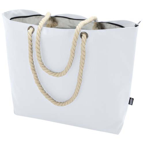 Panama torba termiczna na plażę z uchwytami ze sznurka wykonana z materiałów z recyklingu z certyfikatem GRS Biały 13007901 (4)