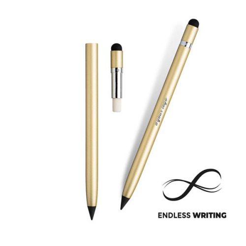 Aluminiowy niekończący się ołówek z touch penem / Myriad Złoty IP29013591 (3)